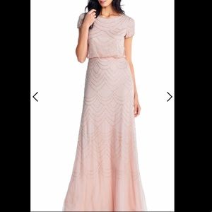 Adrianna Patel Short Sleeve Beaded Blouson Gown